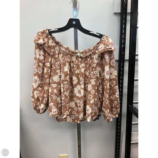 Top 3/4 Sleeve By Free People In Brown, Size: Xs