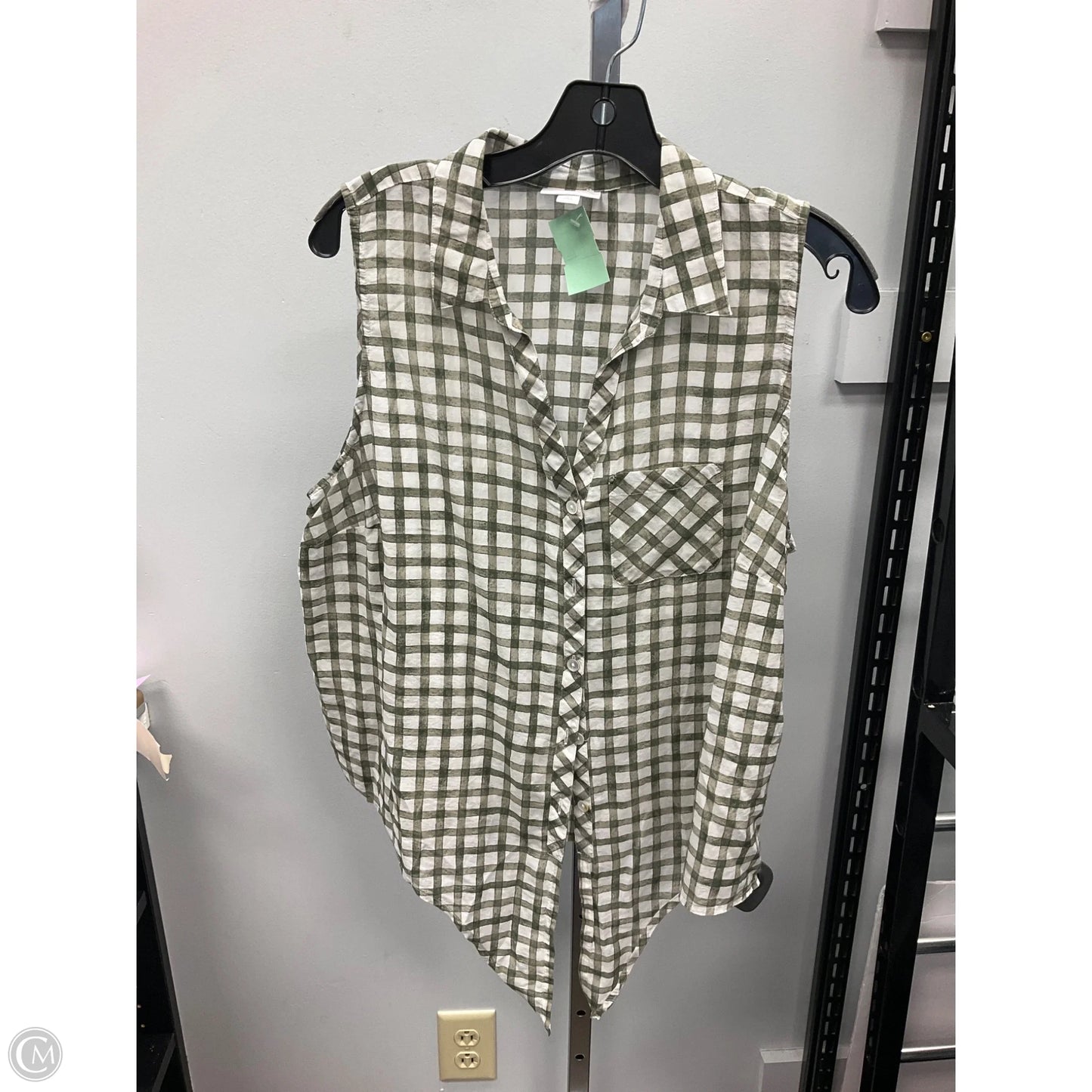 Top Sleeveless By J. Jill In Green & White, Size: Lp