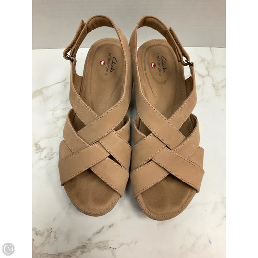 Sandals Heels Wedge By Clarks In Tan, Size: 9