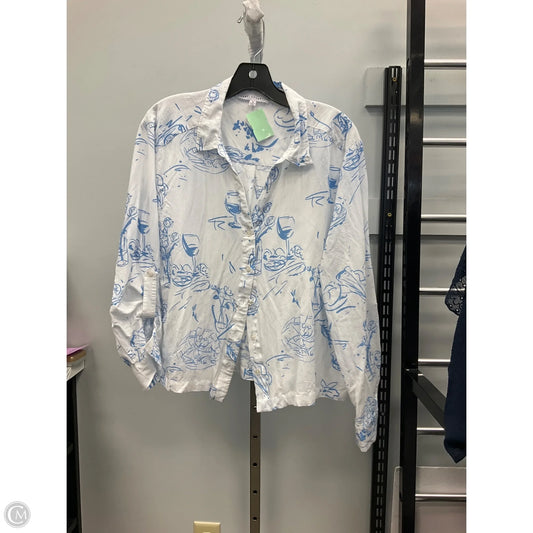 Top Long Sleeve By Jane And Delancey In Blue & White, Size: Xl