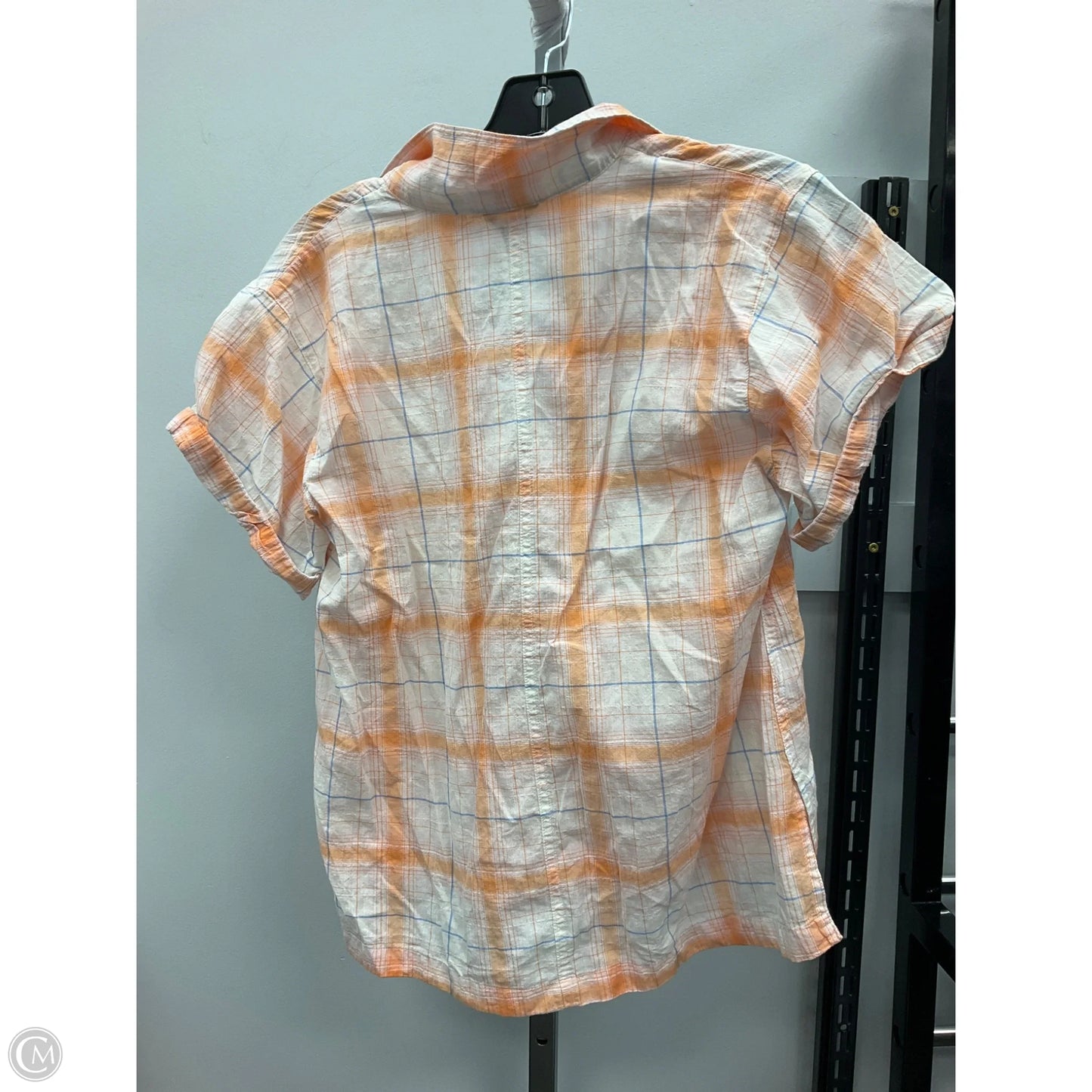 Top Short Sleeve By Eddie Bauer In Plaid Pattern, Size: S