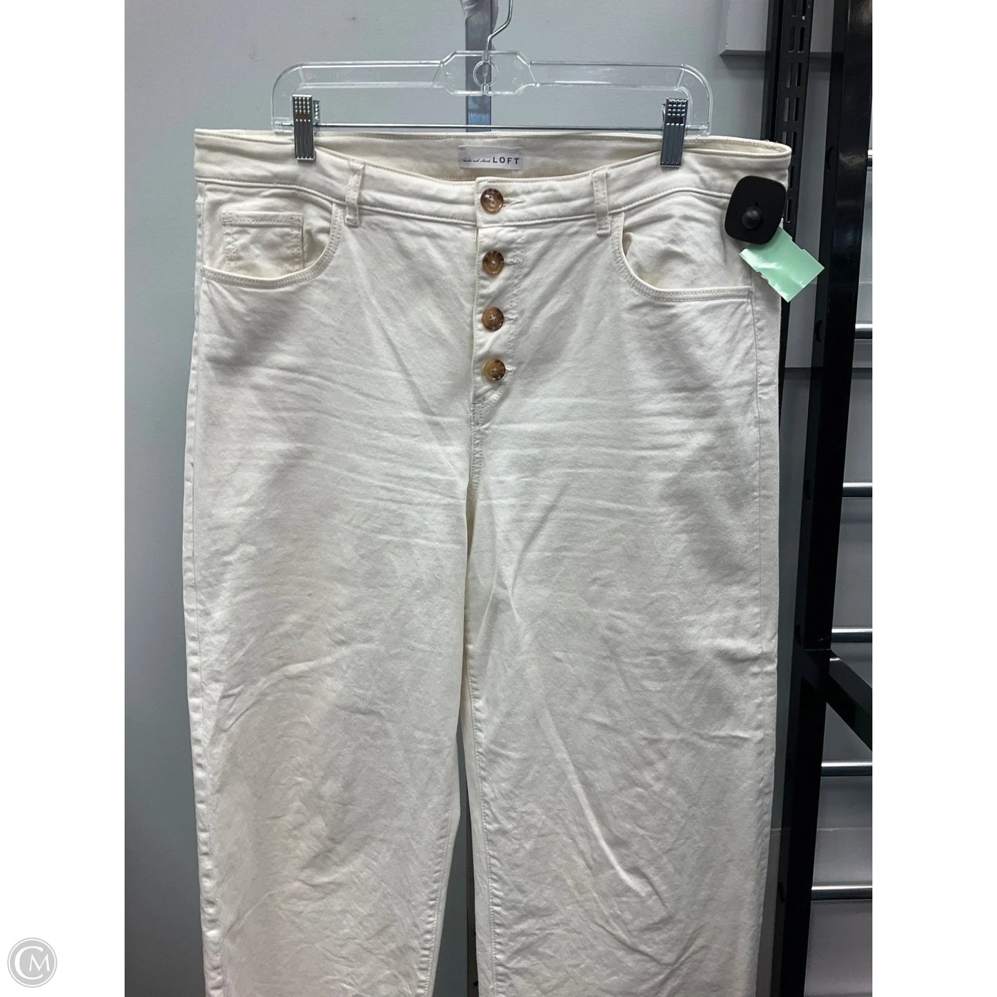 Jeans Wide Leg By Loft In Cream Denim, Size: 14