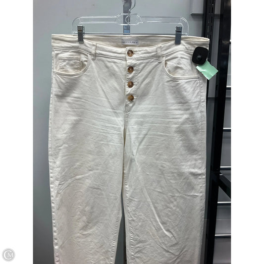 Jeans Wide Leg By Loft In Cream Denim, Size: 14