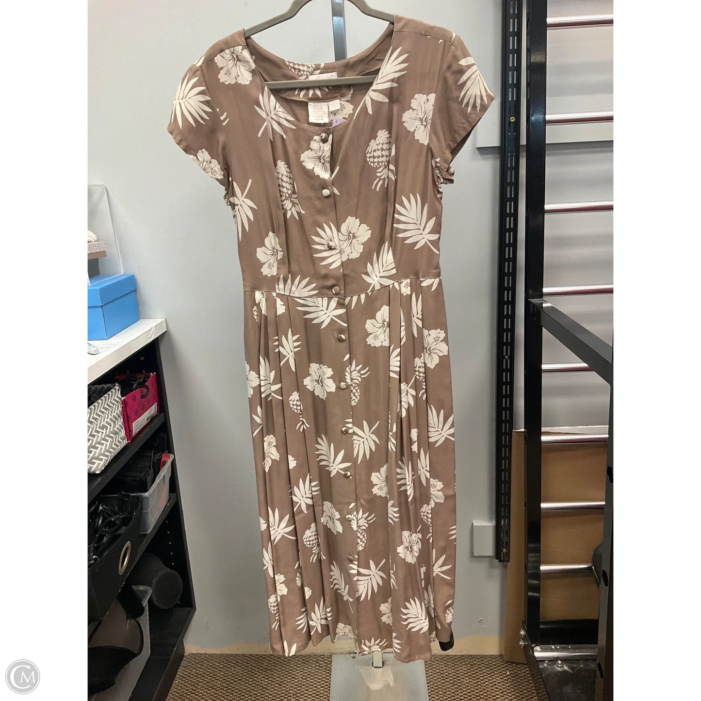 Dress Casual Midi By Apart In Brown & Cream, Size: 10p