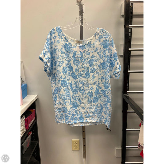 Top Short Sleeve By Cmc In Blue & White, Size: L