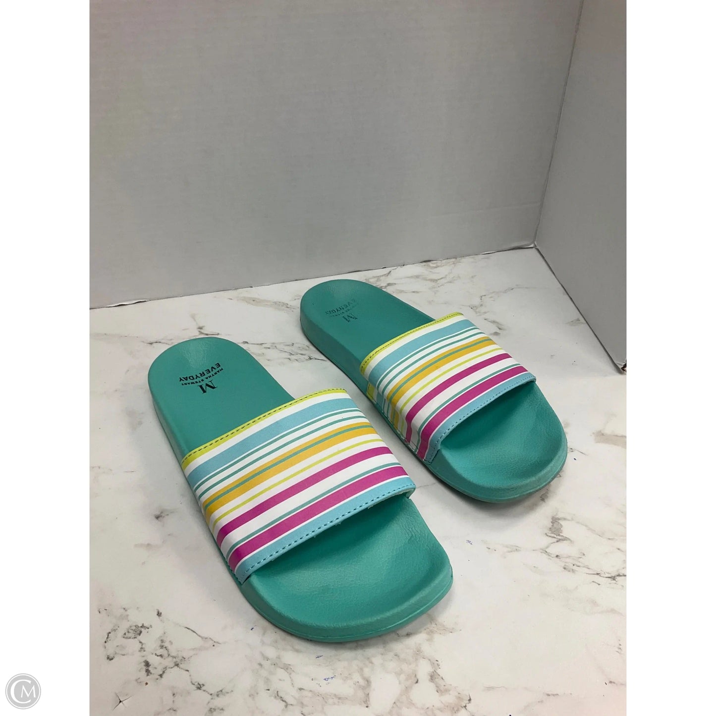 Sandals Flats By Clothes Mentor In Aqua, Size: 9