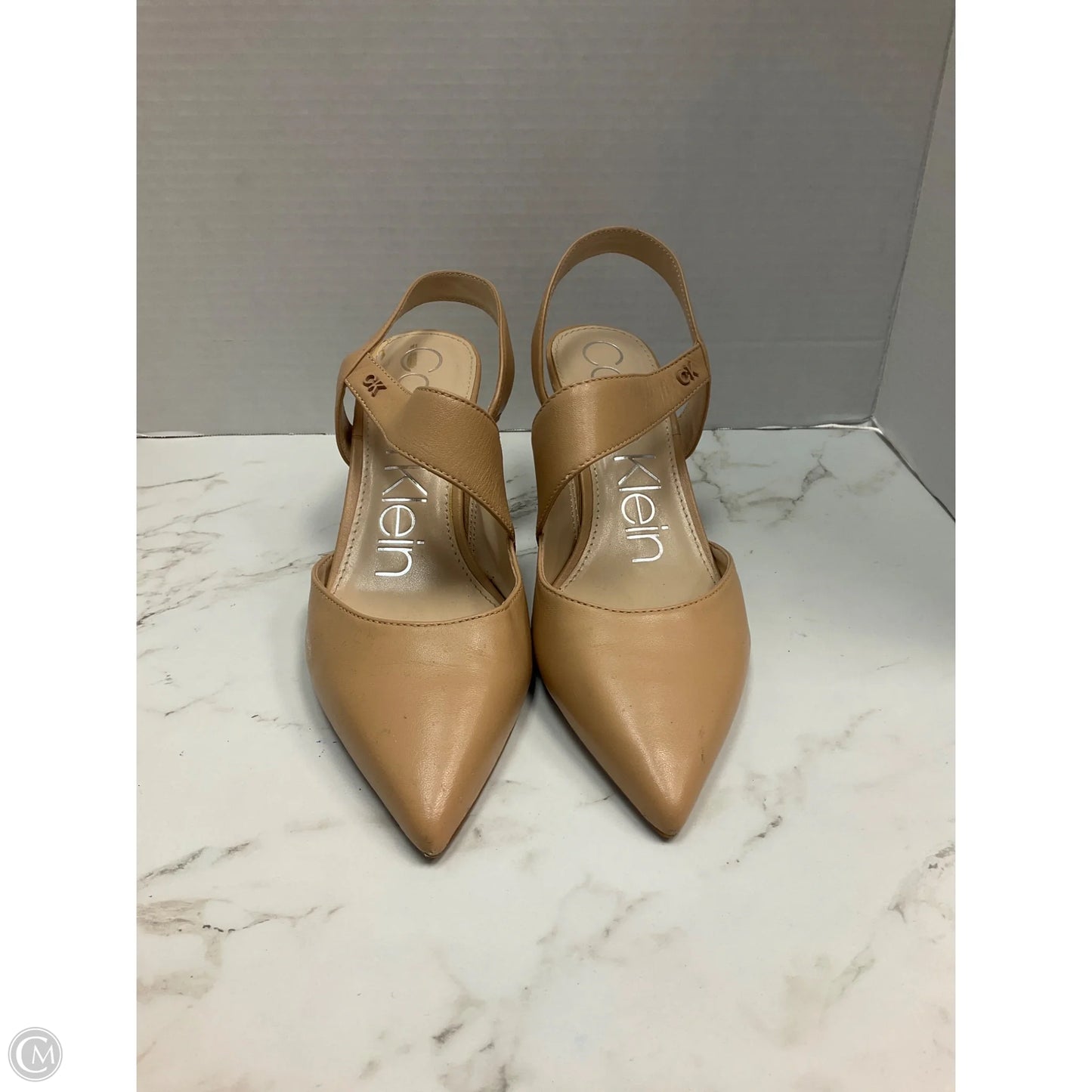 Sandals Heels Stiletto By Calvin Klein In Beige, Size: 7