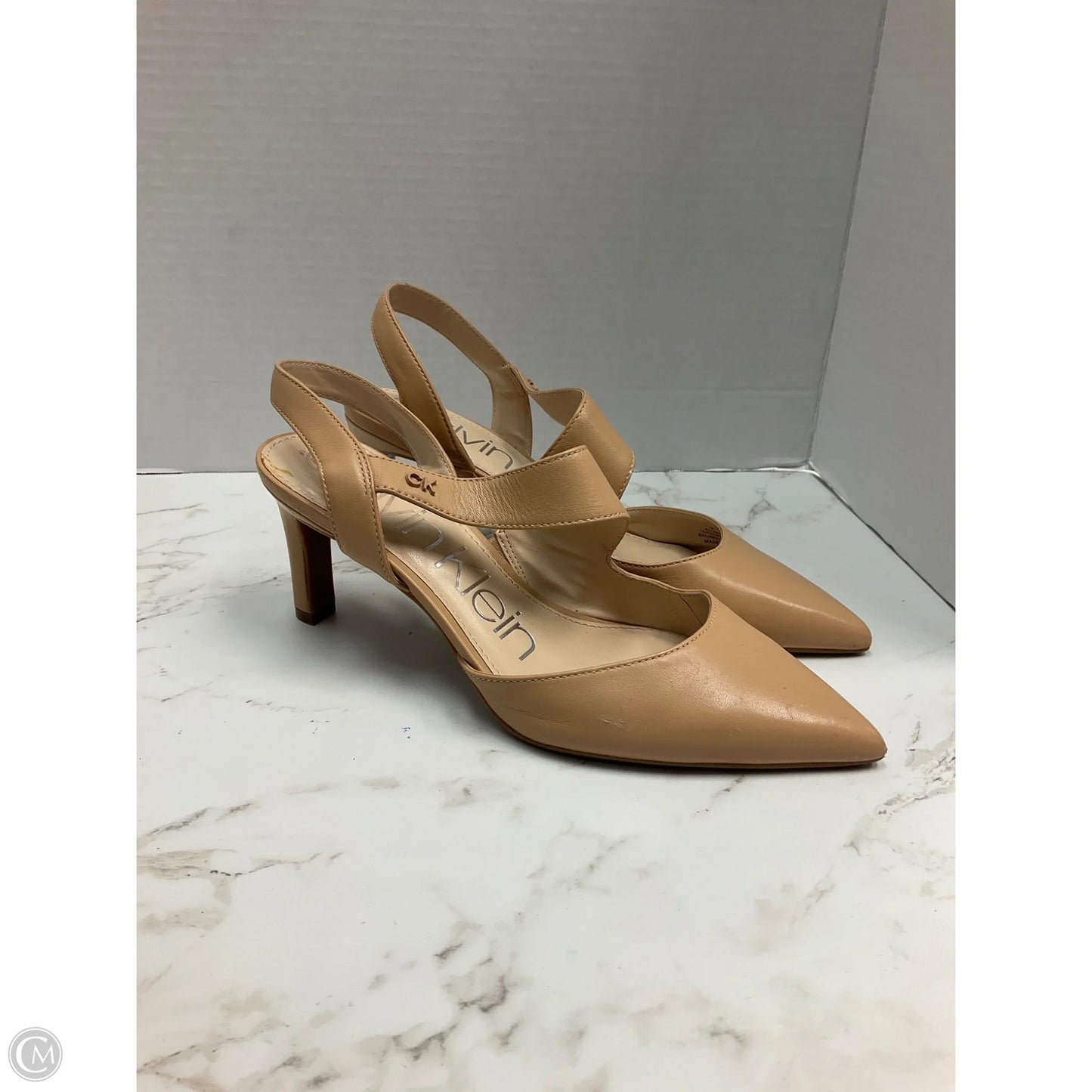 Sandals Heels Stiletto By Calvin Klein In Beige, Size: 7