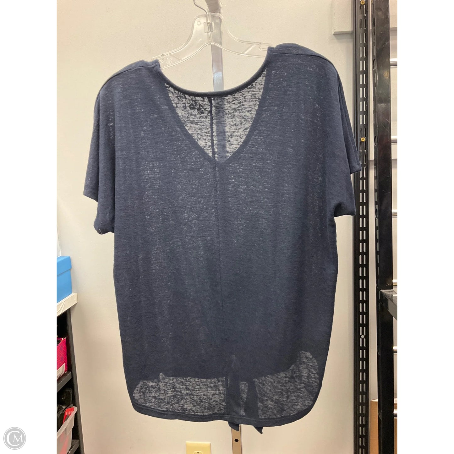 Top Short Sleeve By Loft In Navy, Size: M