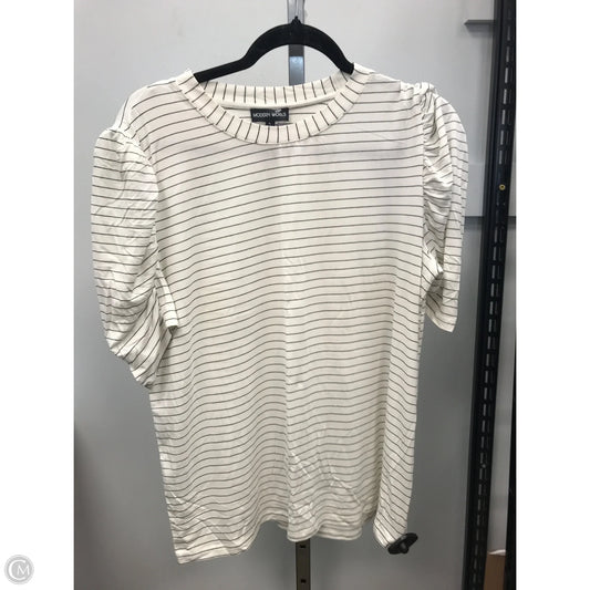 Top Short Sleeve By Modern Works In Striped Pattern, Size: L