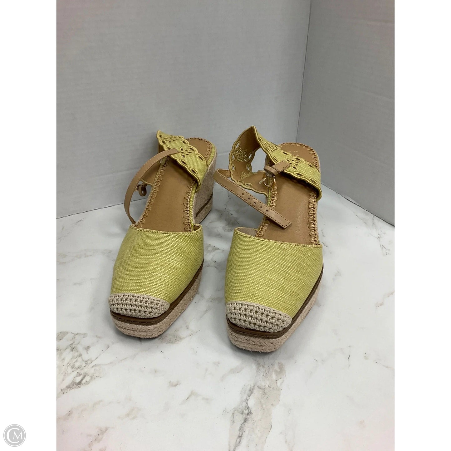 Sandals Heels Wedge By Crown Vintage In Chartreuse, Size: 10