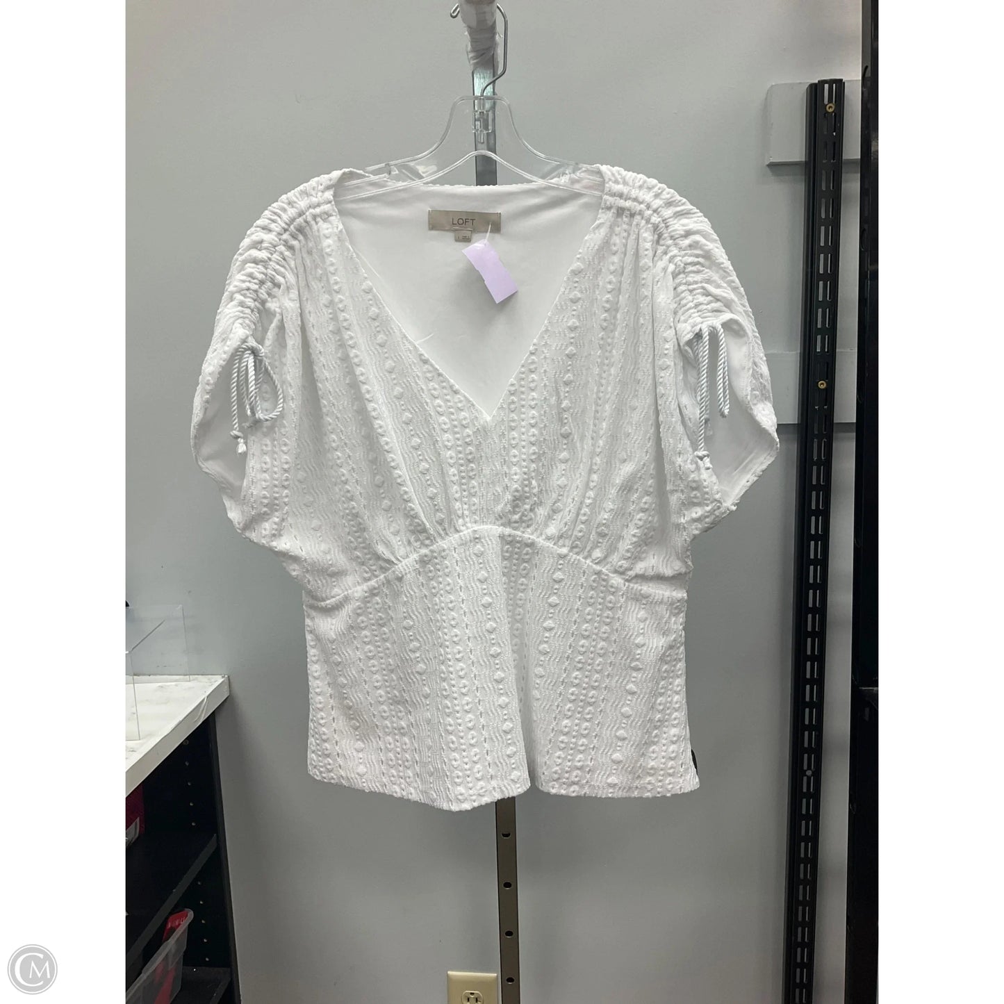 Top Short Sleeve By Loft In White, Size: L