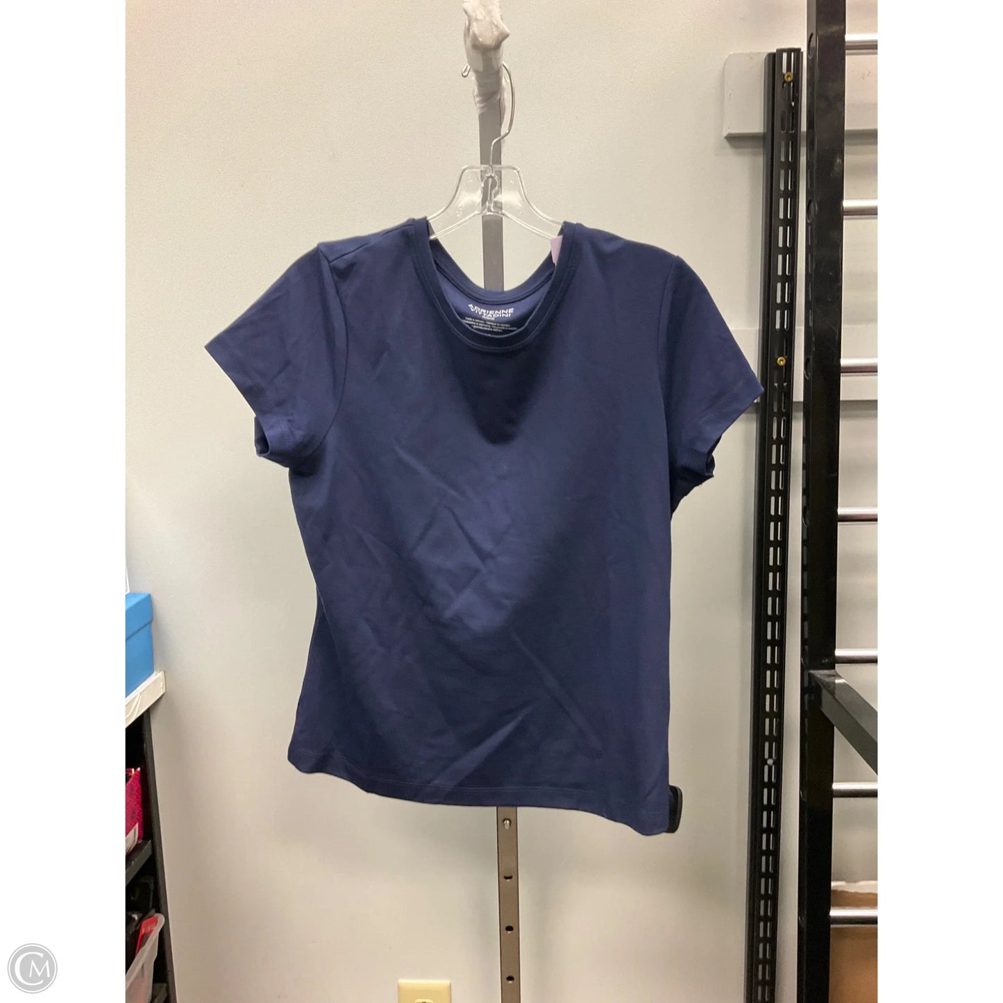 Top Short Sleeve Basic By Adrienne Vittadini In Navy, Size: L