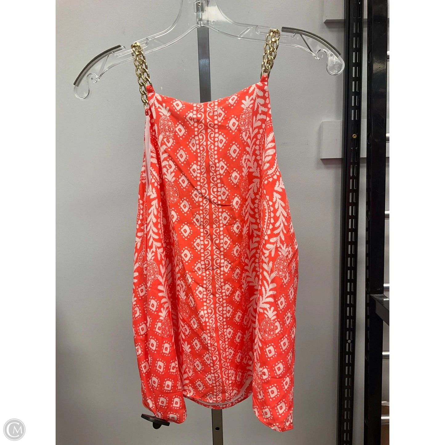 Top Sleeveless Designer By Lilly Pulitzer In Orange & White, Size: 10