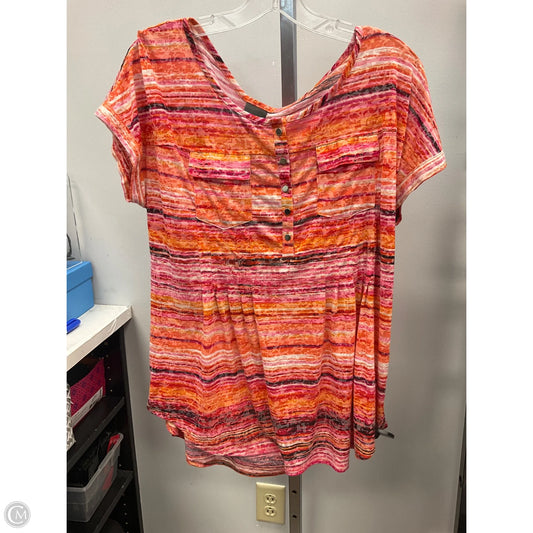 Top Short Sleeve By Jtb In Orange & Pink, Size: Xl