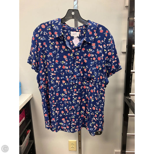 Top Short Sleeve By Croft And Barrow In Floral Print, Size: L