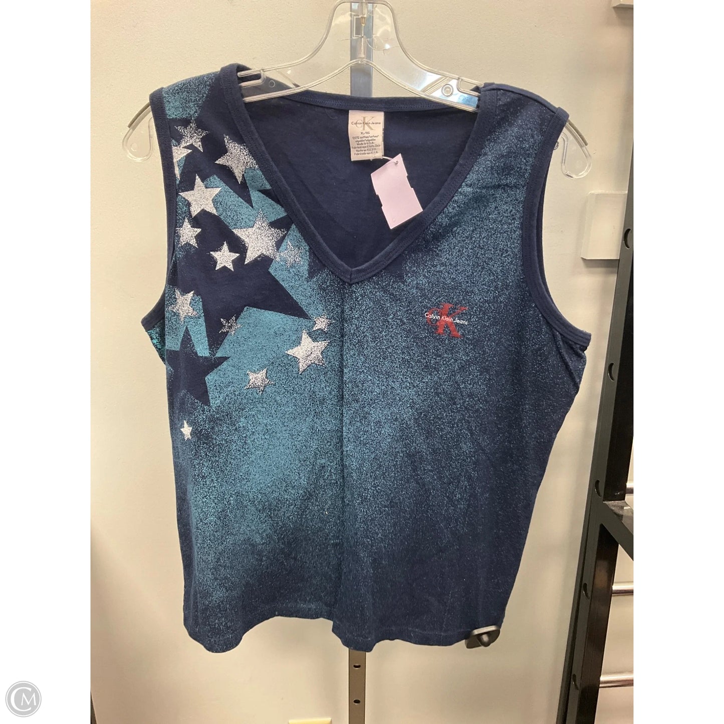 Top Sleeveless By Calvin Klein In Navy, Size: Xl
