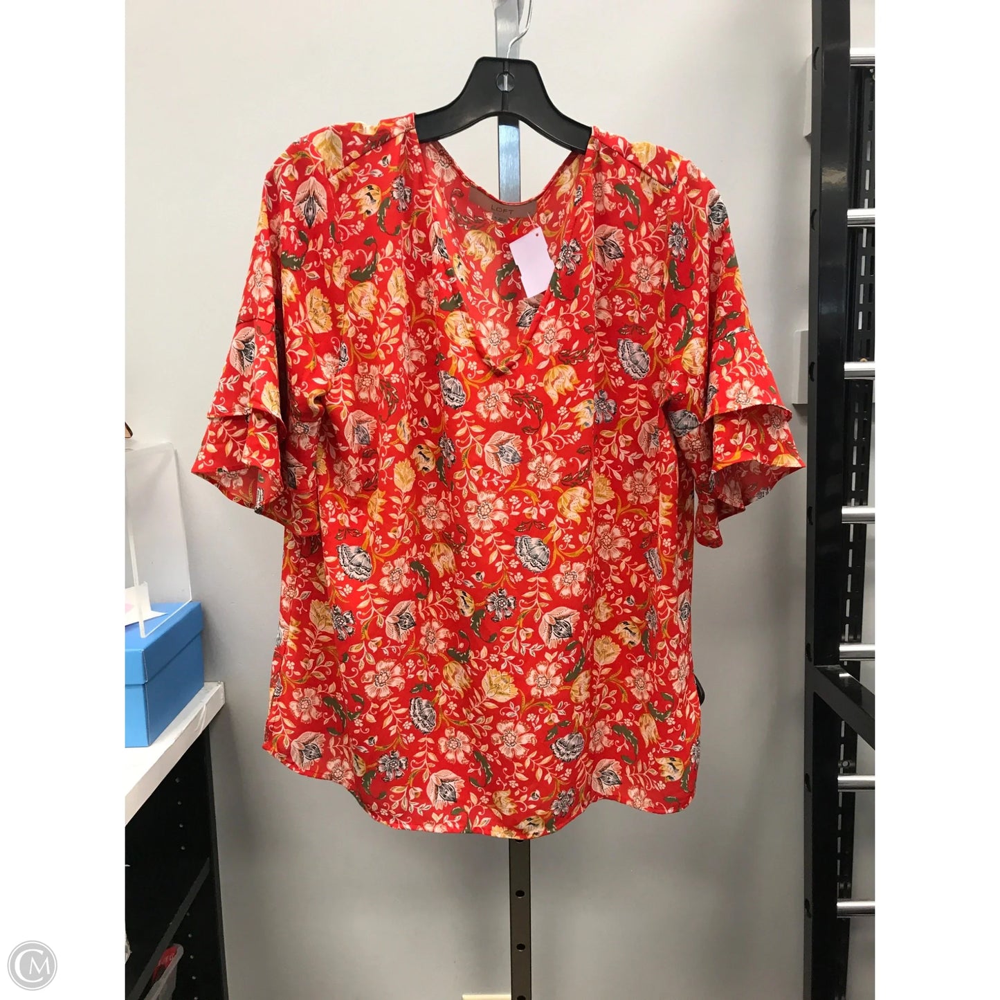 Top Short Sleeve By Loft In Floral Print, Size: M