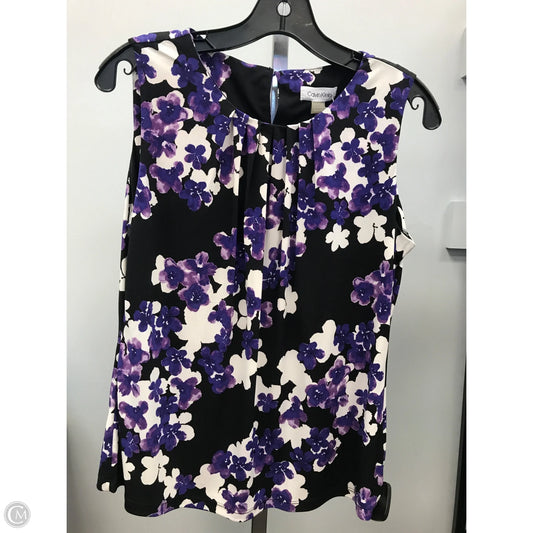 Top Sleeveless By Calvin Klein In Floral Print, Size: Lp
