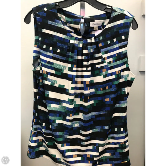 Top Sleeveless By Calvin Klein In Blue & Green, Size: L