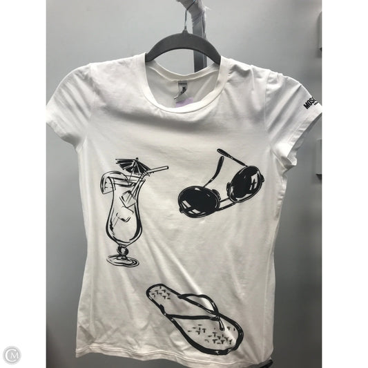 Top Short Sleeve Luxury Designer By Moschino In White, Size: S