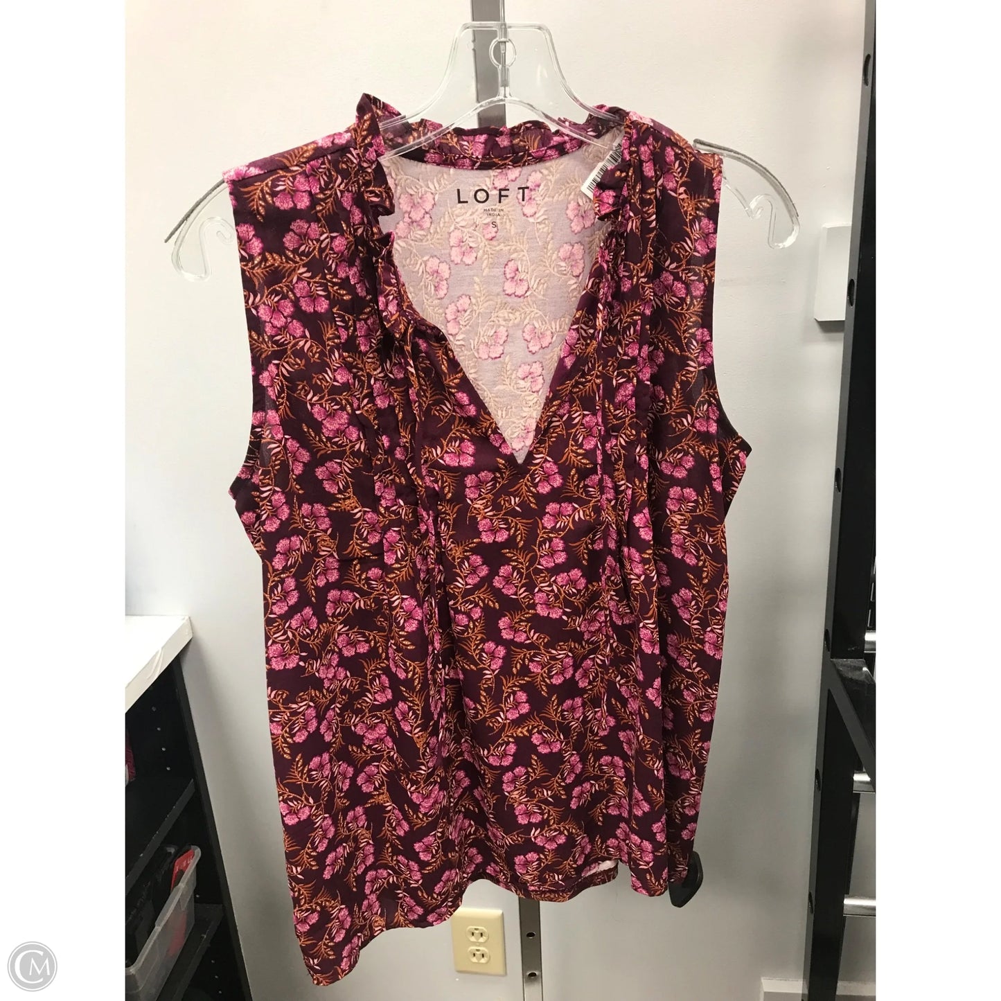 Top Sleeveless By Loft In Floral Print, Size: S