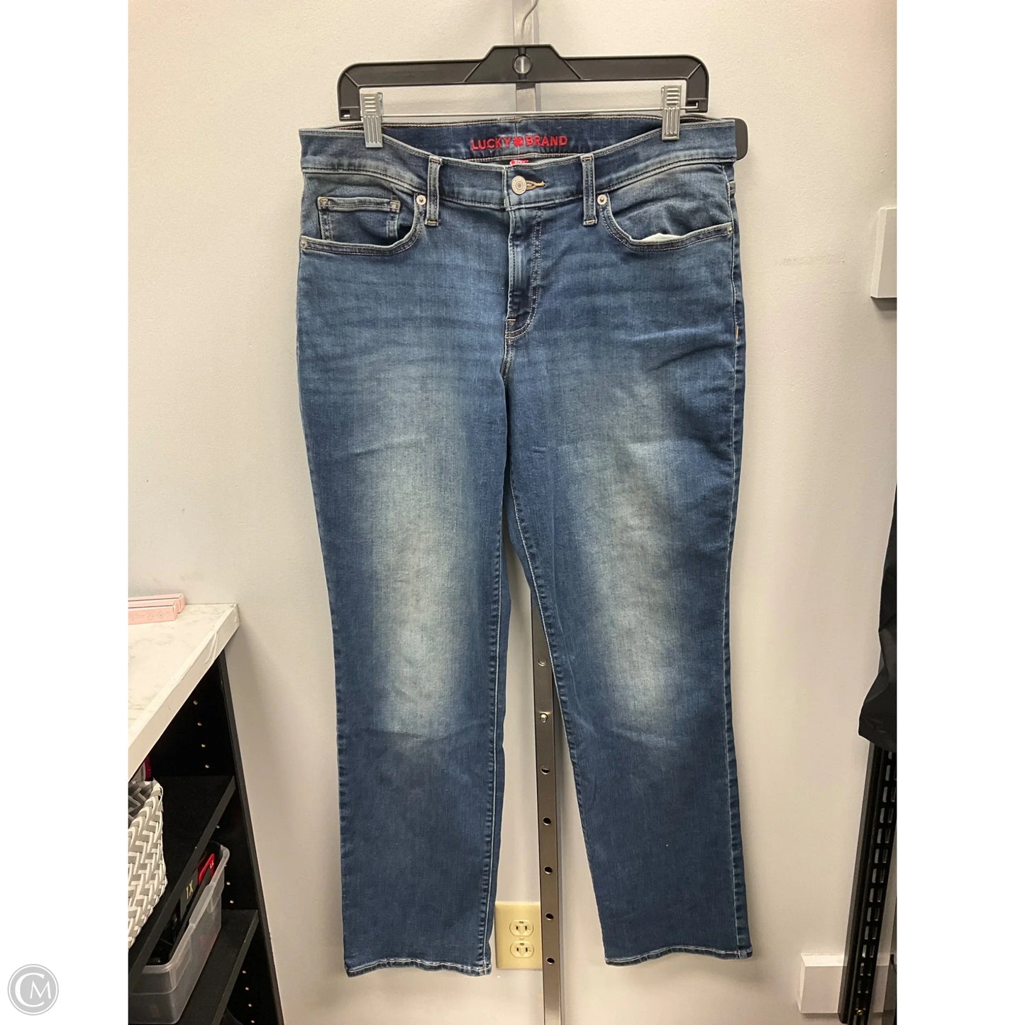 Jeans Straight By Lucky Brand In Blue Denim, Size: 12