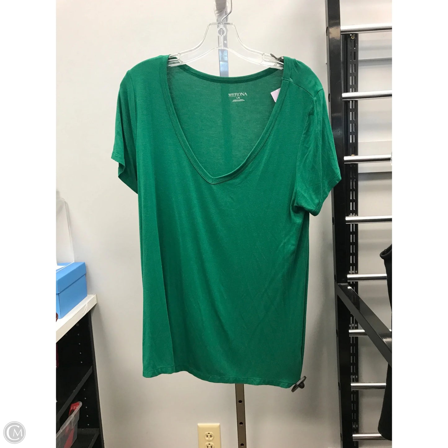 Top Short Sleeve Basic By Merona In Green, Size: L