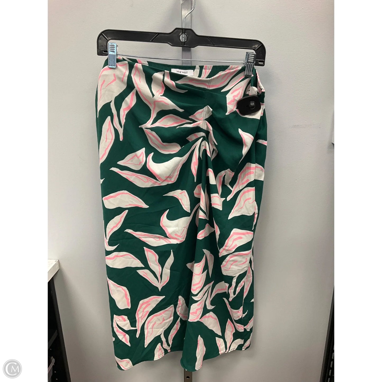 Skirt Midi By Nine West In Green & Pink, Size: L