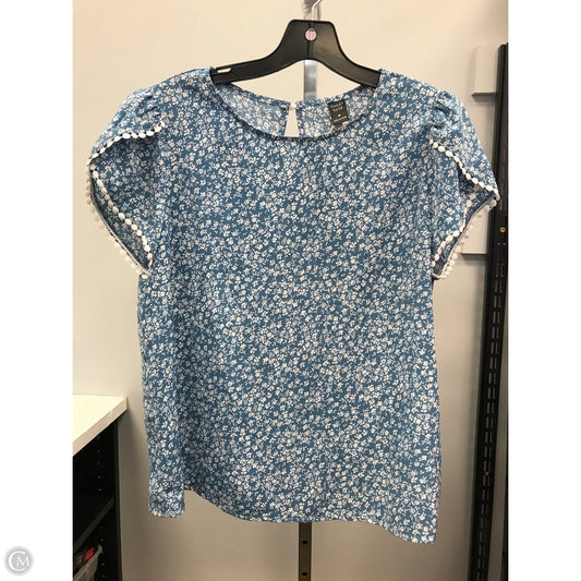 Top Short Sleeve By Emery Rose In Blue & White, Size: M