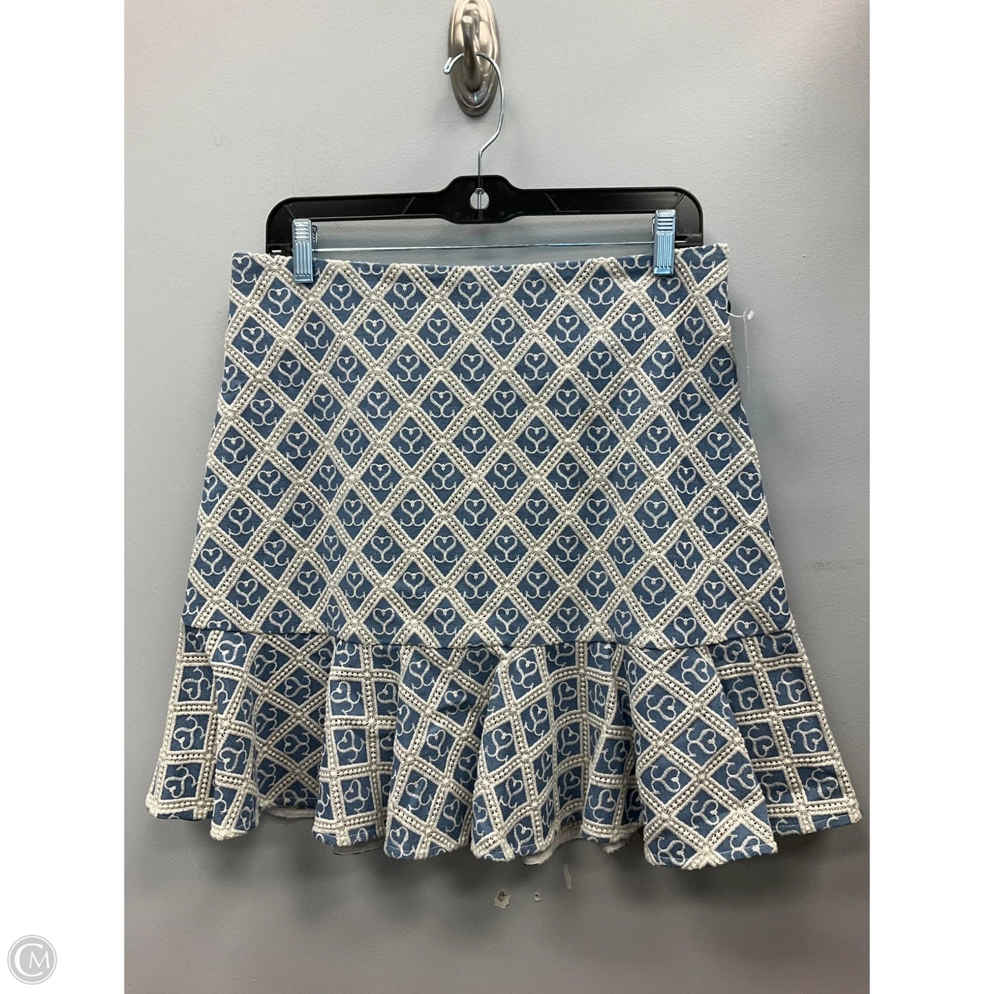 Skirt Designer By Sandro In Blue & White, Size: 12