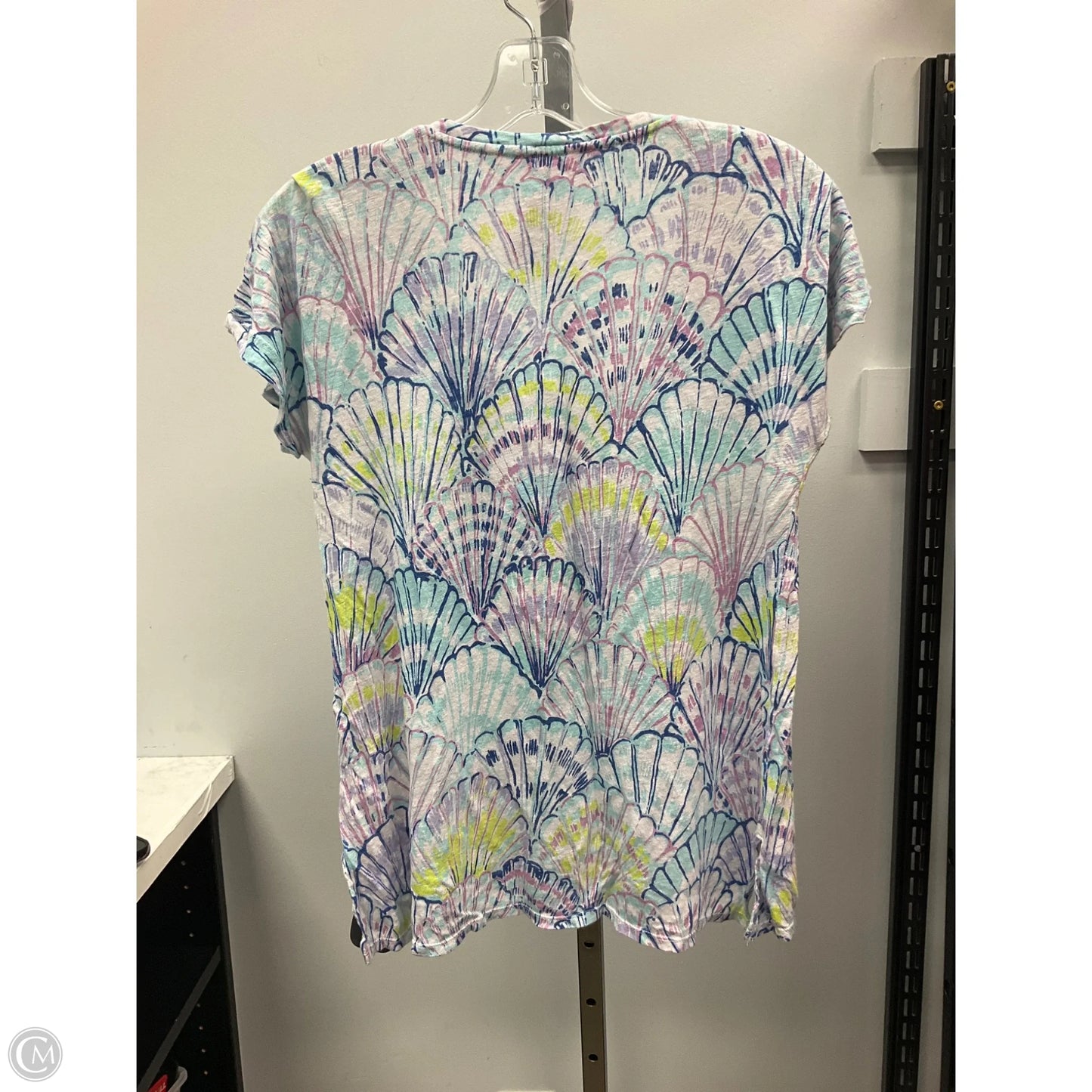 Top Short Sleeve Designer By Lilly Pulitzer In Blue & Purple, Size: M
