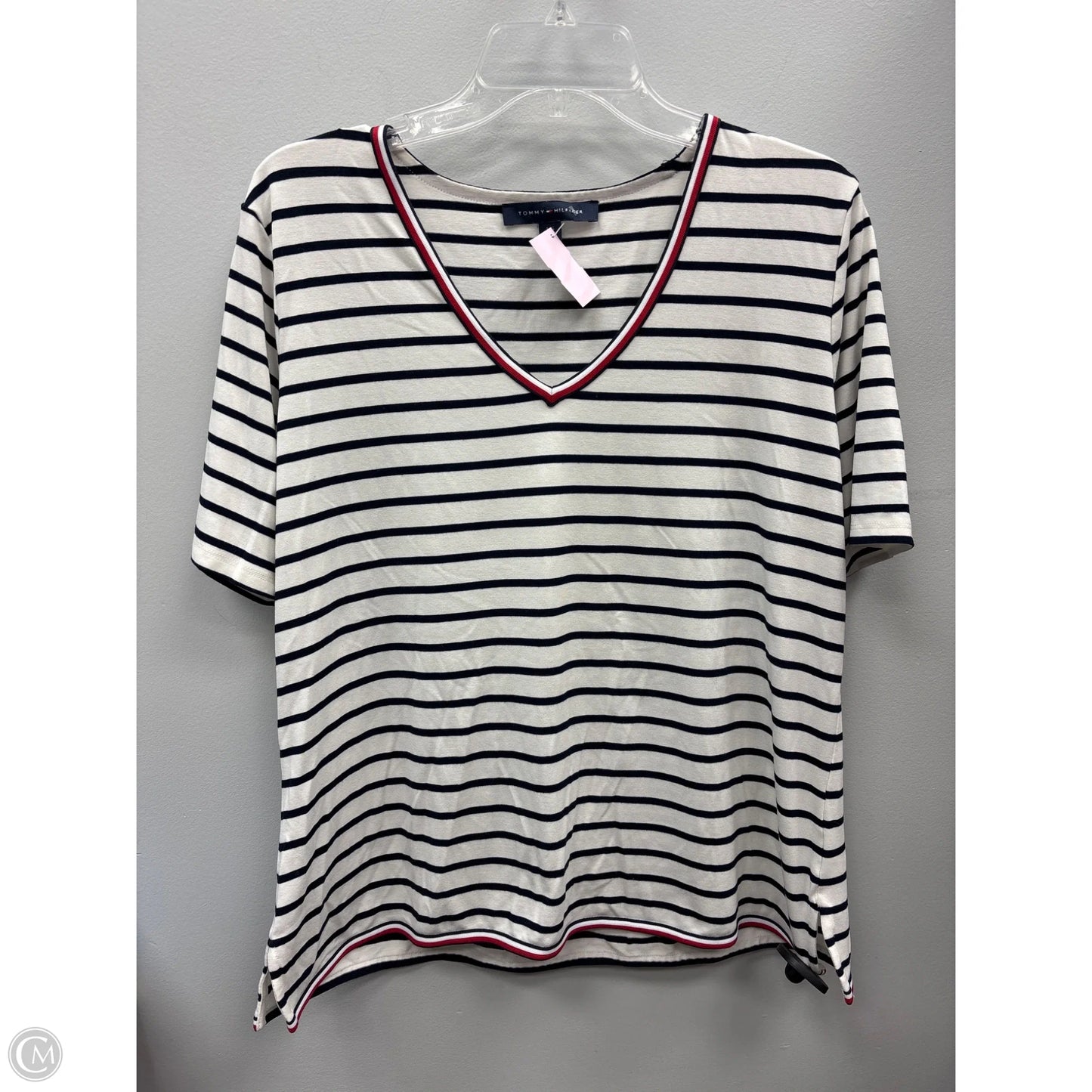 Top Short Sleeve By Tommy Hilfiger In Striped Pattern, Size: L