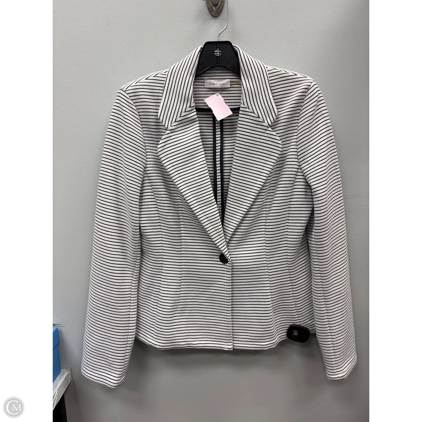 Blazer By Calvin Klein In Striped Pattern, Size: 8