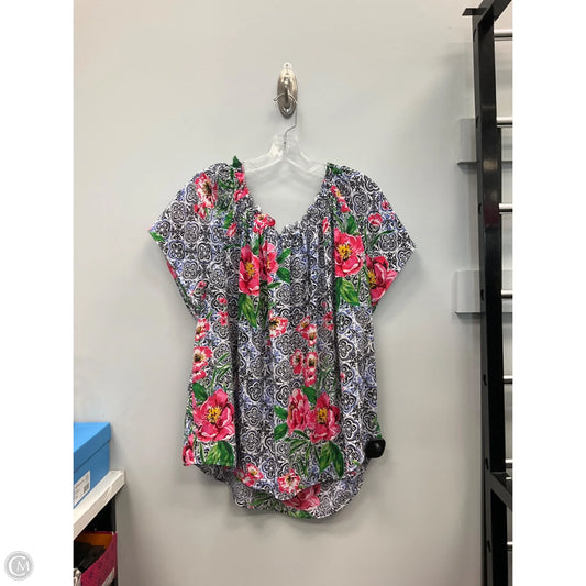 Top Short Sleeve By Talbots In Floral Print, Size: 2x