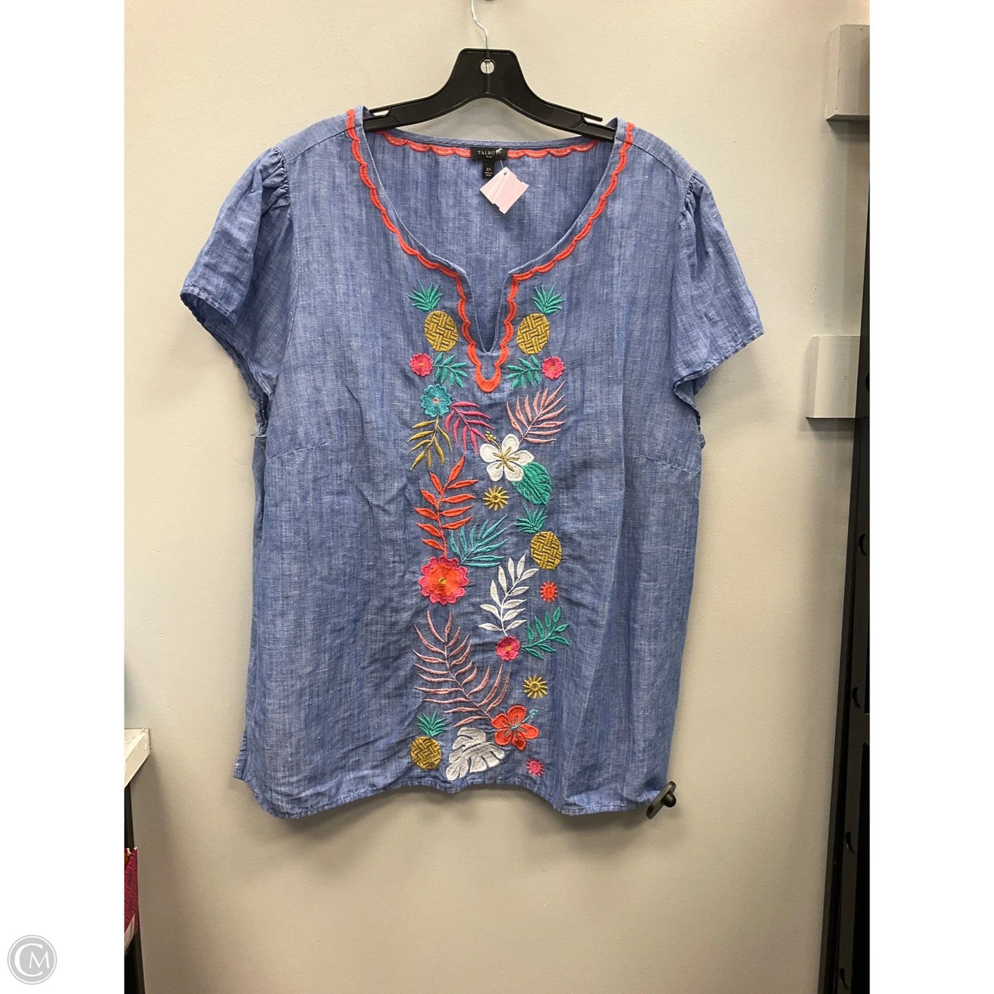 Top Short Sleeve By Talbots In Blue, Size: 2x