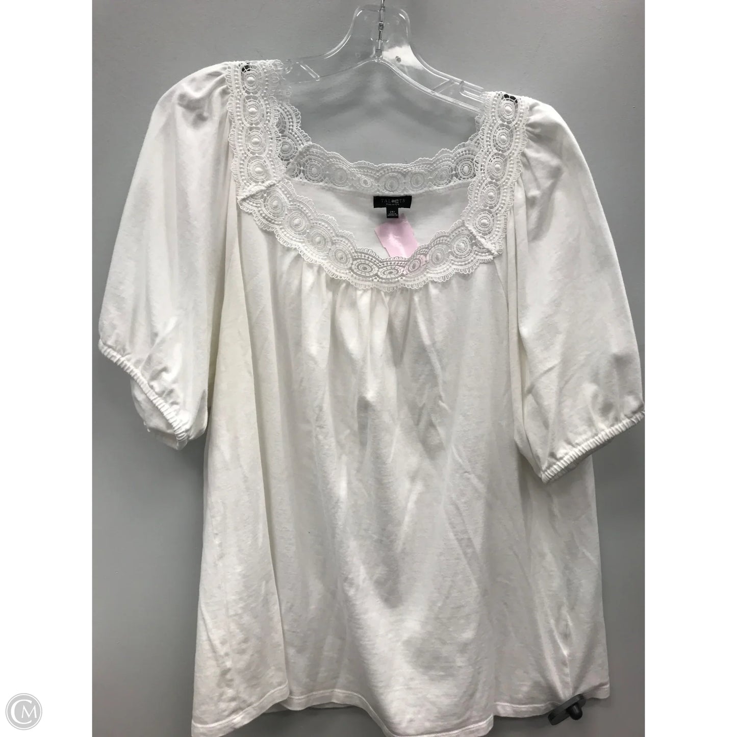 Top Short Sleeve By Talbots In White, Size: 2x