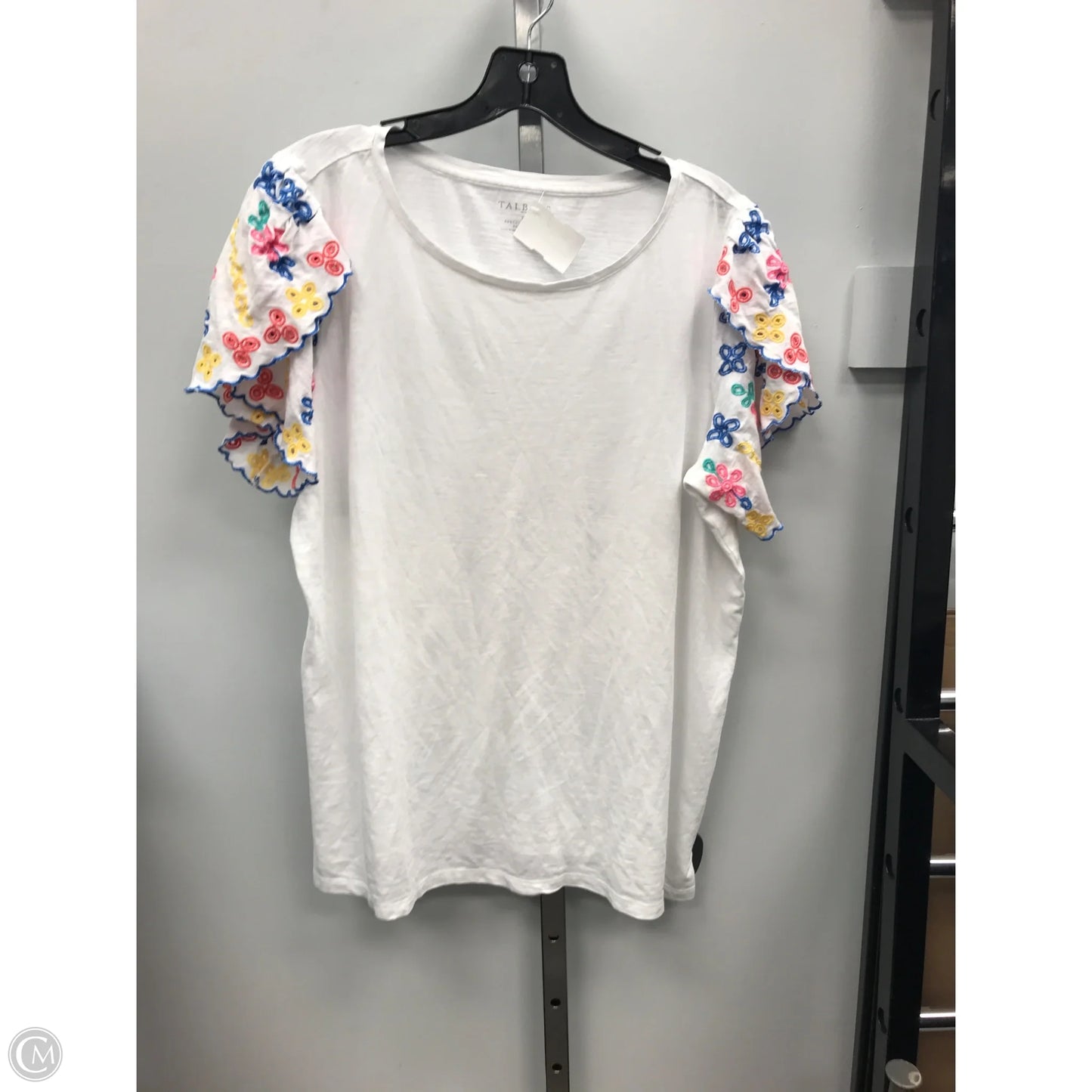 Top Short Sleeve By Talbots In White, Size: 1x