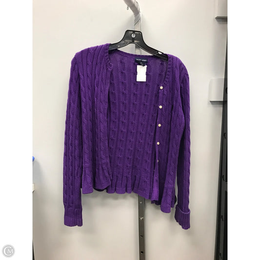 Sweater Cardigan By Ralph Lauren In Purple, Size: Xl