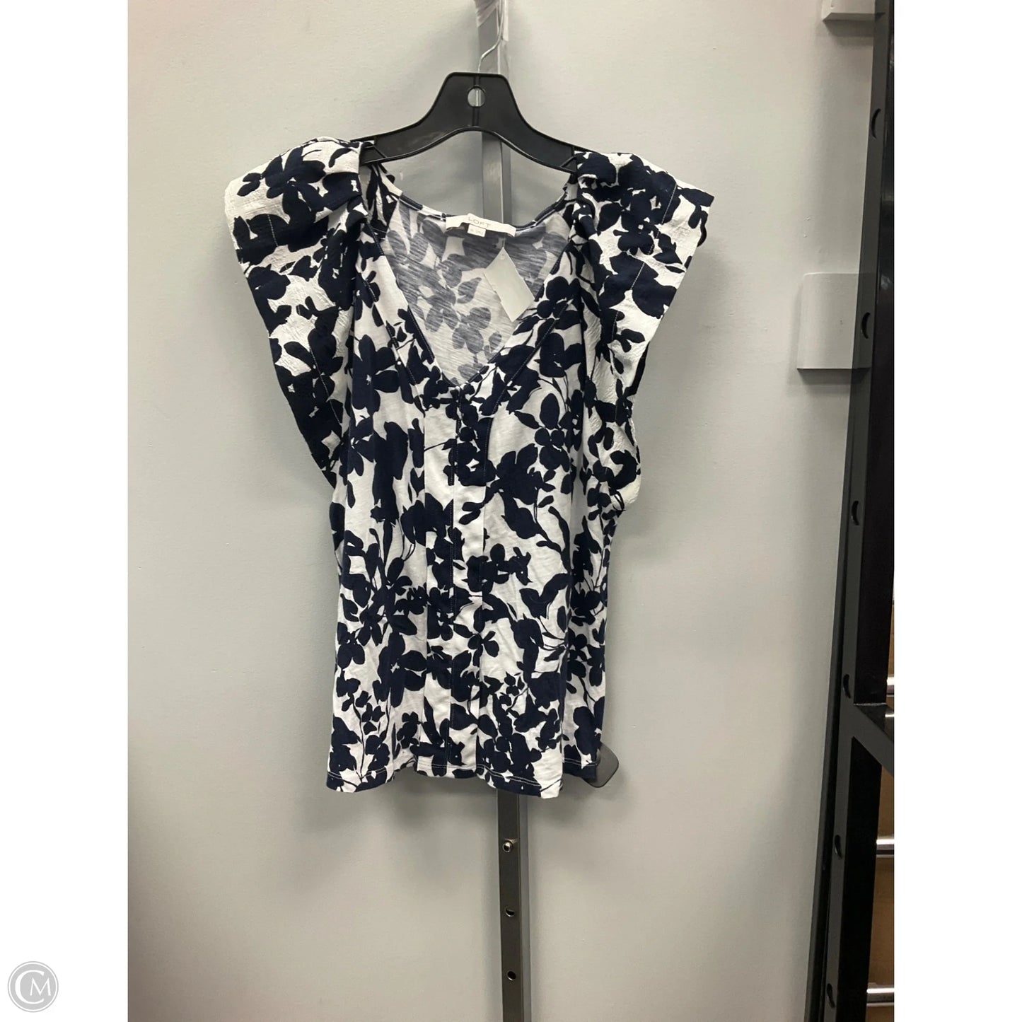 Top Short Sleeve By Loft In Blue & White, Size: Xs