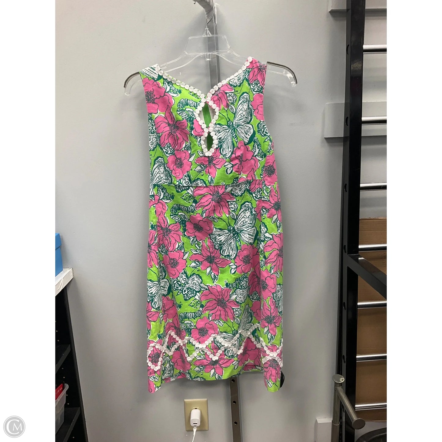 Dress Designer By Lilly Pulitzer In Green & Pink, Size: 8