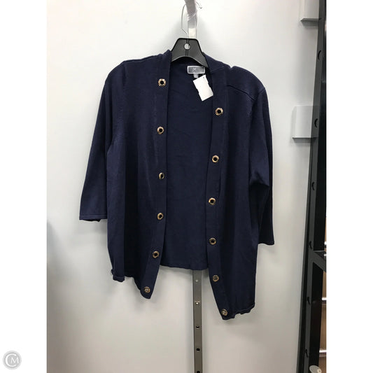 Sweater Cardigan By Jm Collections In Navy, Size: M