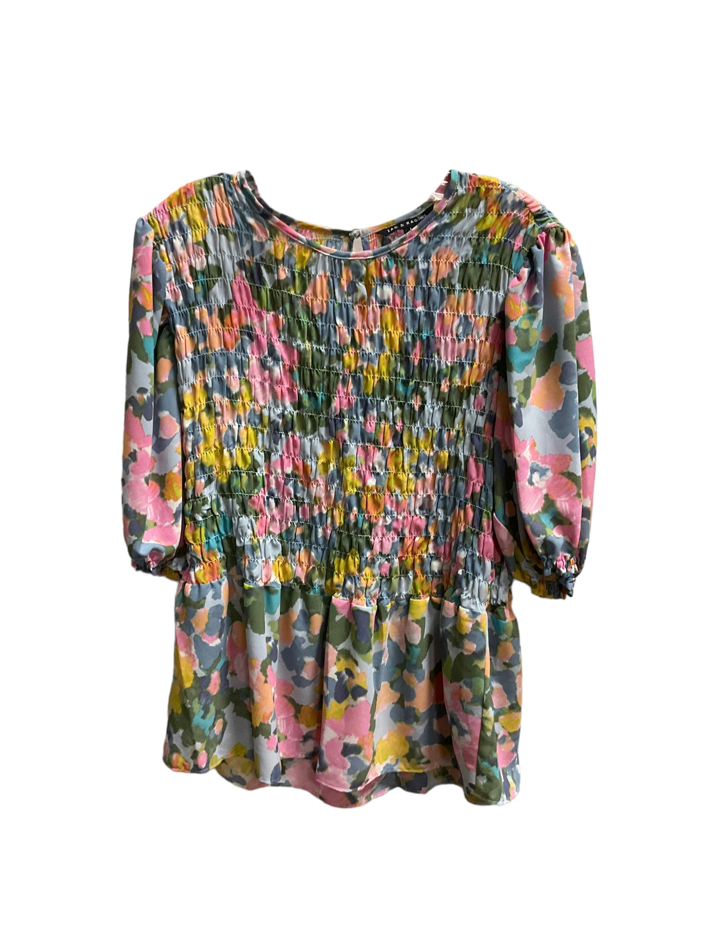 Floral Print Top Short Sleeve Zac And Rachel, Size L