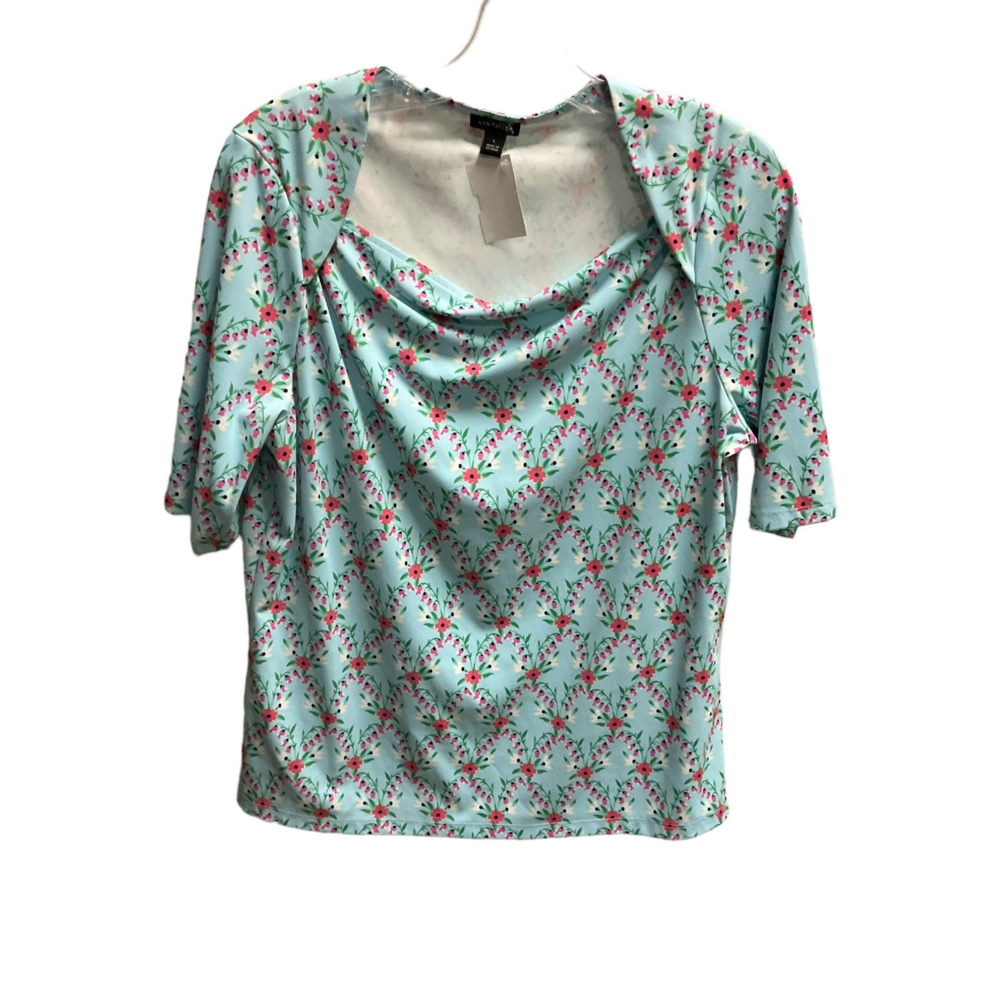 Blue & Pink Top 3/4 Sleeve Ann Taylor, Size L