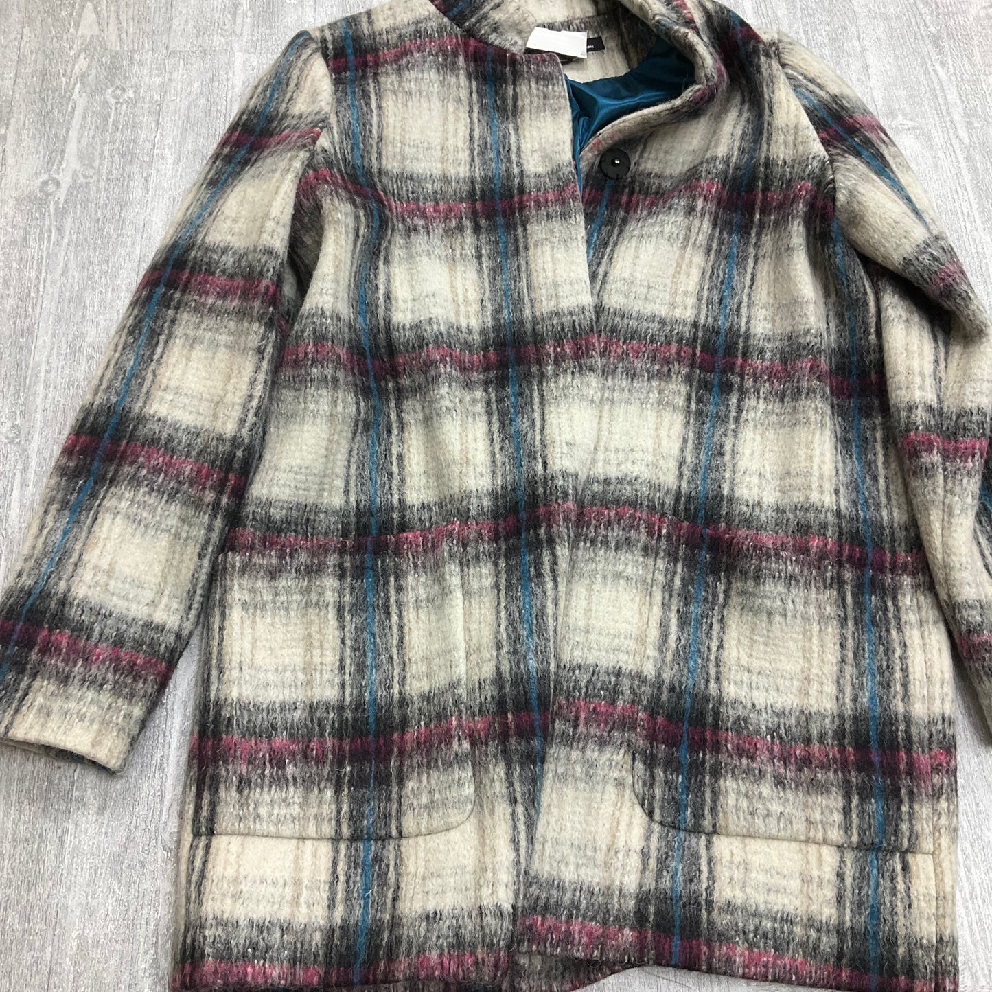 Coat Wool By Kenneth Cole In Plaid Pattern, Size: M