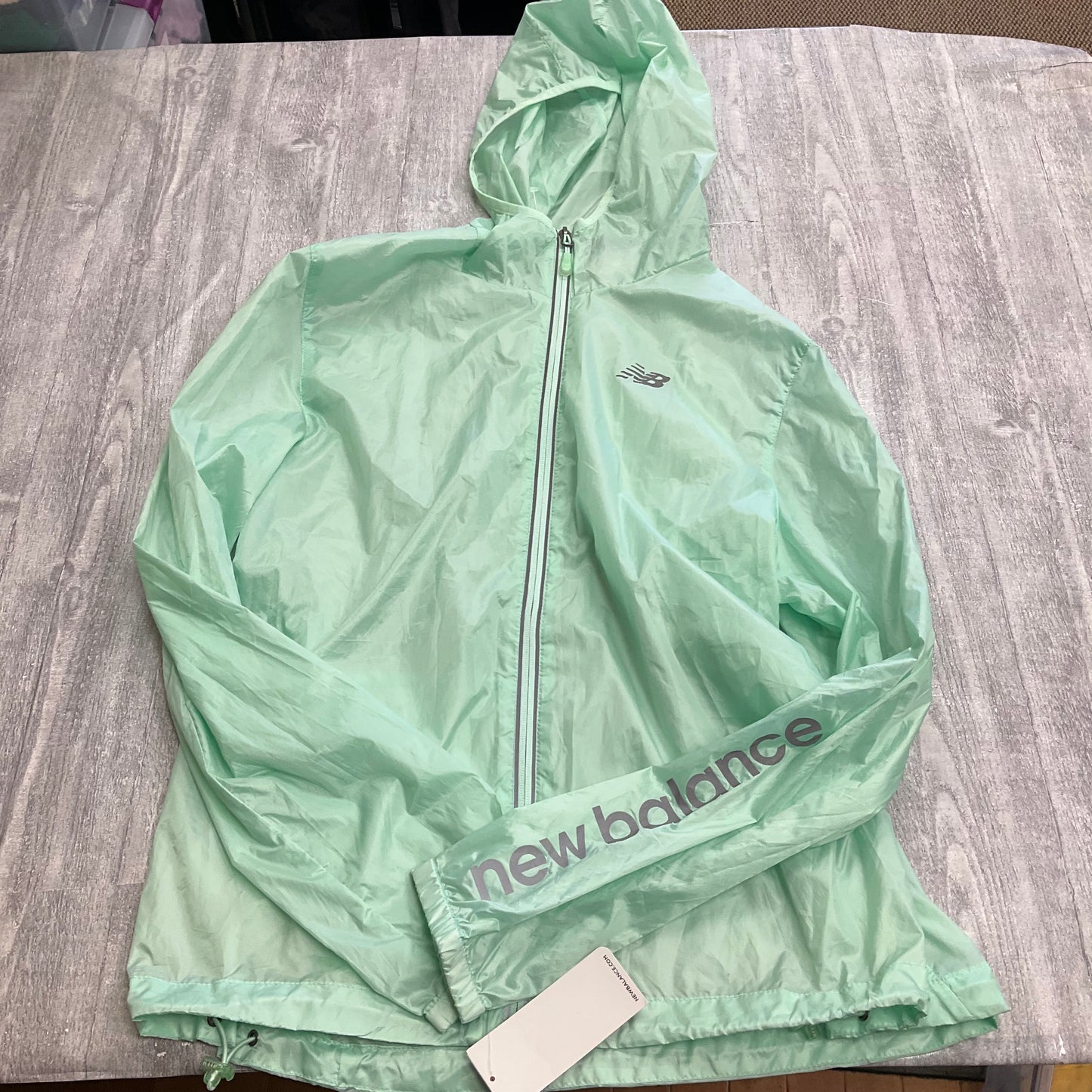 Athletic Jacket By New Balance In Green, Size: L