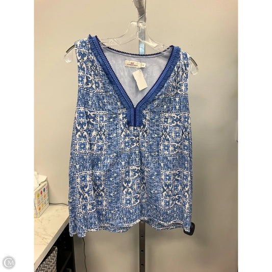 Top Sleeveless By Vineyard Vines In Blue & White, Size: M
