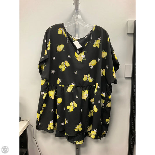 Top Short Sleeve By Chicsoul In Black & Yellow, Size: 3x