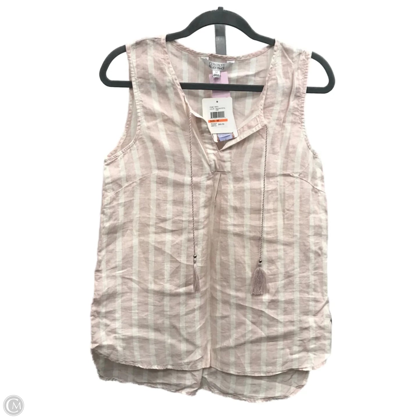 Top Sleeveless By Company In Pink & White, Size: M