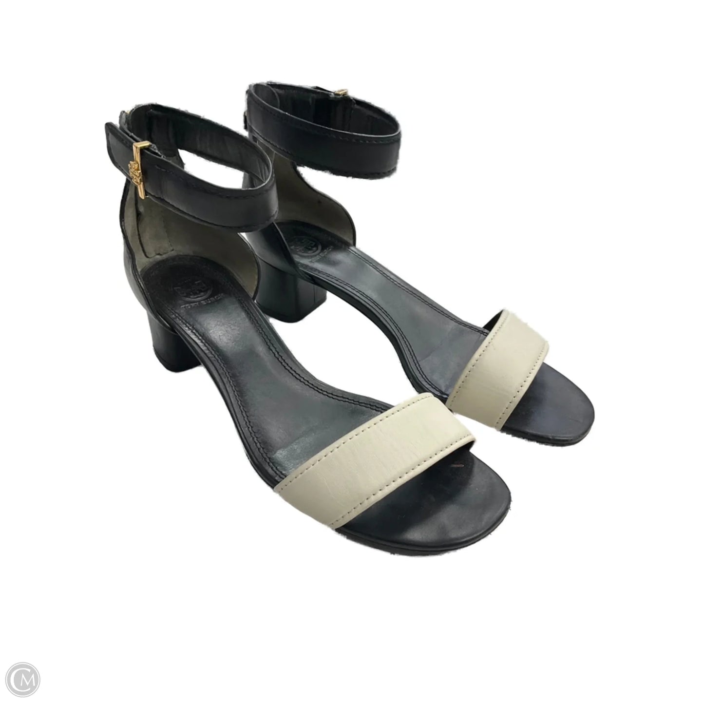 Sandals Designer By Tory Burch In Black & Cream, Size: 10